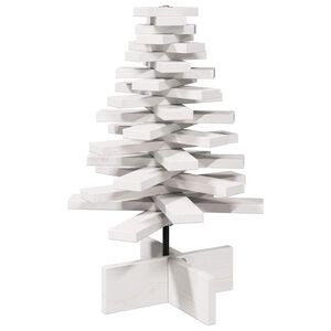 vidaXL Brad de Crăciun decorativ, alb, 60 cm, lemn de pin masiv