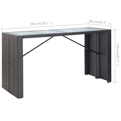 vidaXL Set mobilier de bar de exterior, negru, poliratan