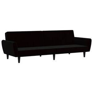 vidaXL Canapea extensibilă cu 2 locuri, negru, catifea