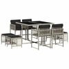 vidaXL Set mobilier grădină cu perne, 9 piese, gri deschis, poliratan