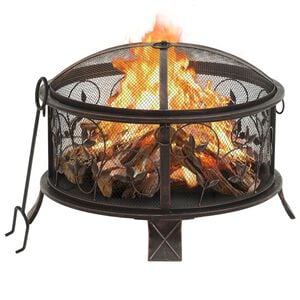 vidaXL Vatră de foc rustică, cu vătrai, 67,5 cm, oțel, XXL