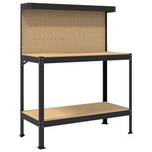 vidaXL Banc de lucru Negru 114 x 54 x 145 cm Lemn aranjat și metal