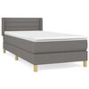 vidaXL Pat box spring cu saltea, gri &icirc;nchis, 90x190 cm, textil