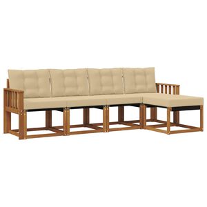 vidaXL Set de canapele de exterior cu pernă 5 pcs Natural și Bej