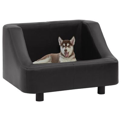 vidaXL Canapea pentru câini, negru, 67 x 52 x 40 cm, piele ecologică