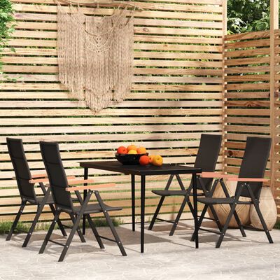 vidaXL Set de mobilier pentru grădină, 5 piese, negru
