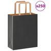 vidaXL Pungi de h&acirc;rtie 250 buc cu m&acirc;nere negre 18x8x22 cm