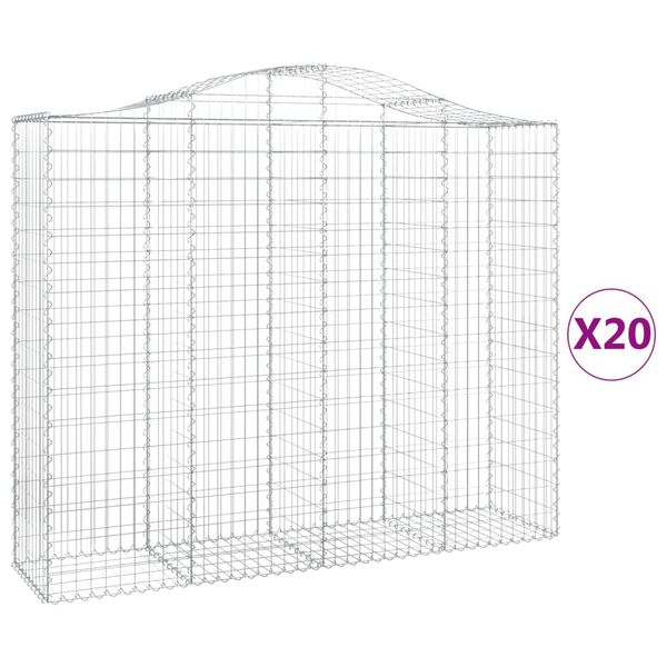 vidaXL Coșuri gabion arcuite 20 buc, 200x50x160/180cm, fier galvanizat
