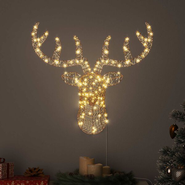 vidaXL Sanie cu ren cu 140 LED Alb cald 68 x 36.5 x 62.5 cm PET