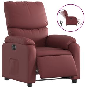 vidaXL Fotoliu rabatabil electric, roșu vin, piele ecologică