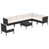 vidaXL Set mobilier de grădină cu perne, 9 piese, negru, poliratan