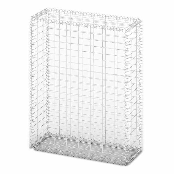 vidaXL Coș gabion cu capace, s&acirc;rmă galvanizată, 100 x 80 x 30 cm