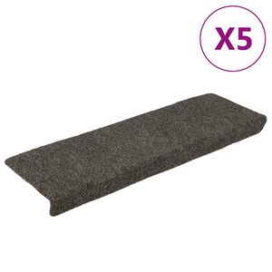 vidaXL Covorașe autoadezive pentru scări, 5 buc., 65x21x4 cm, antracit, cu margine dreptunghiulară