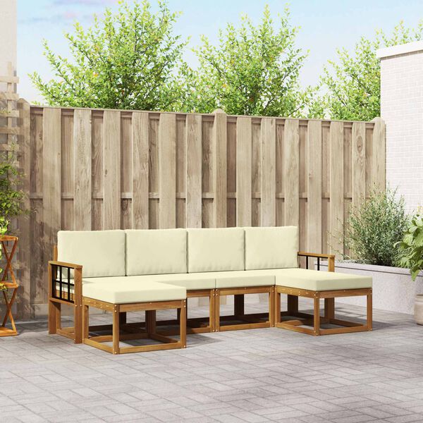 vidaXL Set de canapele de exterior cu pernă 6 pcs Natural și Crem