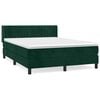 vidaXL Pat box spring cu saltea, verde &icirc;nchis, 140x190 cm, catifea