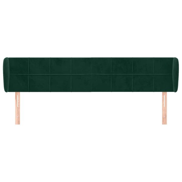 vidaXL Tăblie de pat cu aripioare verde &icirc;nchis 183x23x78/88 cm catifea