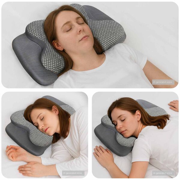 vidaXL Pernă pentru g&acirc;t Gri Spumă cu Memorie 58 x 38 x 12 cm