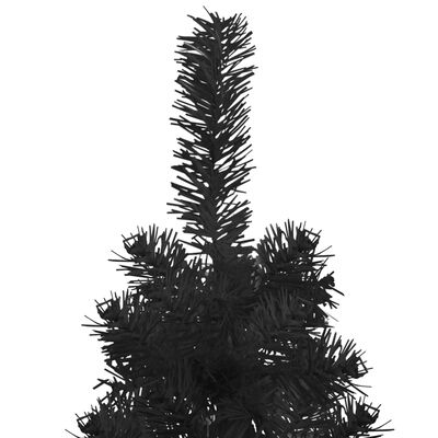 vidaXL Jumătate brad de Crăciun subțire cu suport, negru, 210 cm