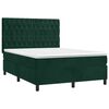 vidaXL Pat box spring cu saltea, verde &icirc;nchis, 140x190 cm, catifea
