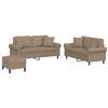 vidaXL Set de canapele cu perne, 3 piese, cappuccino, piele ecologică