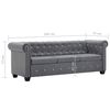 vidaXL Canapea Chesterfield cu 3 locuri, catifea, 199x75x72 cm, gri