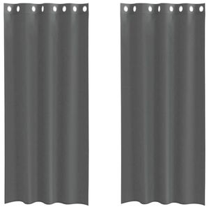 vidaXL Perdele Voile cu Oelii 2 buc Gri Inchis 140x245 cm