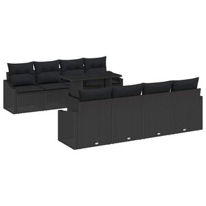 vidaXL Set de canapele pentru grădină 9 buc. Negru poliratan