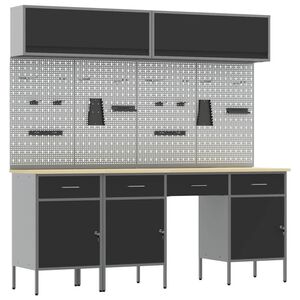 vidaXL Set de dulapuri de lucru cu sertar cu depozitare 10 pcs Negru