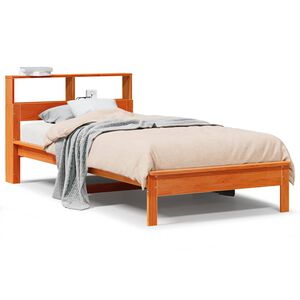 vidaXL Pat bibliotecă fără saltea maro ceruit 75x190 cm lemn masiv pin
