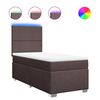 vidaXL Pat box spring cu saltea, maro &icirc;nchis, 80x200 cm, textil