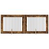 vidaXL Poartă pentru c&acirc;ini cu suporturi 2 pcs Stejar fumuriu