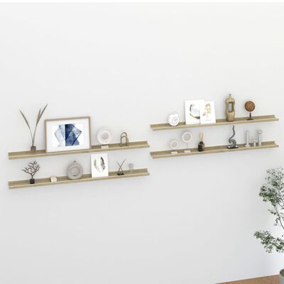 vidaXL Rafturi de perete, 4 buc., alb și stejar sonoma, 115x9x3 cm