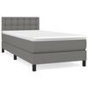 vidaXL Pat box spring cu saltea, gri &icirc;nchis, 100x200 cm, textil