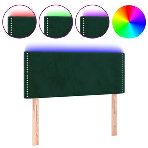 vidaXL Tăblie de pat cu LED, verde &icirc;nchis, 80x5x78/88 cm, catifea