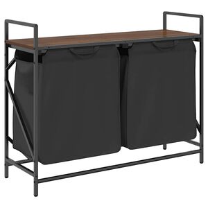 vidaXL Coș de rufe 2 compartimente cu raft stejar maro