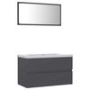vidaXL Set mobilier de baie, gri, lemn prelucrat