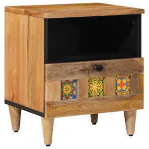 vidaXL Dulap de noapte natural 40 x 33 x 46 cm Lemn de mango solid