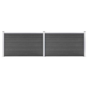 vidaXL Set de panouri de gard, negru, 353 x 105 cm, WPC