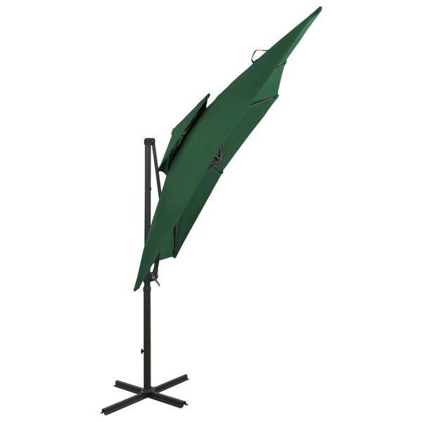 vidaXL Umbrelă în consolă cu înveliș dublu, verde, 250x250 cm