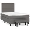 vidaXL Pat box spring cu saltea, gri, 120x190 cm, piele ecologică