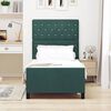 vidaXL Pat cu arcuri cu headboard Verde &icirc;nchis 90 x 200 cm Catifea