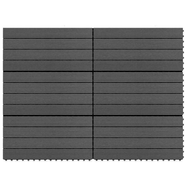vidaXL Placă de decking 6 pcs Negru 60 x 30 cm Lemn compozit