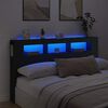 vidaXL Tăblie de pat cu LED, negru, 180x18,5x103,5 cm, lemn