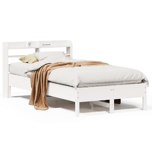 vidaXL Cadru pat fără saltea, alb, 90x190 cm, lemn masiv de pin