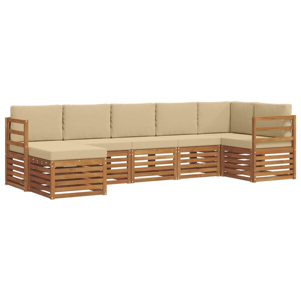 vidaXL Set canapea sectională cu pernă 7 pcs Natural și Bej