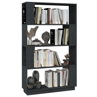 vidaXL Bibliotecă/Separator cameră, gri, 80x25x132 cm, lemn masiv pin