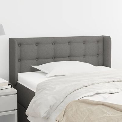 vidaXL Tăblie de pat cu aripioare gri închis 103x16x78/88 cm textil