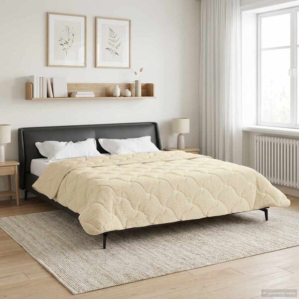 vidaXL Duvet de iarnă Crem 200 x 200 cm Microfibră și fleece Teddy