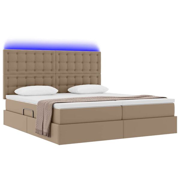 vidaXL Pat cu saltea și LED Cappuccino 180 x 200 cm Piele artificială