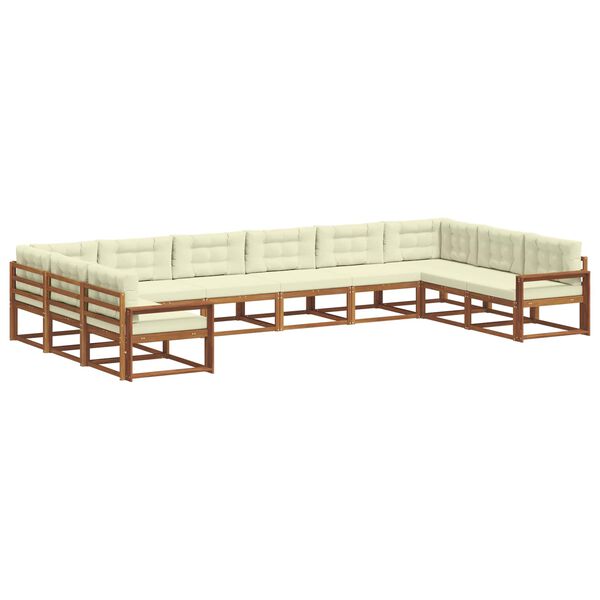 vidaXL Set de canapele de exterior cu pernă 10 pcs Natural și Crem